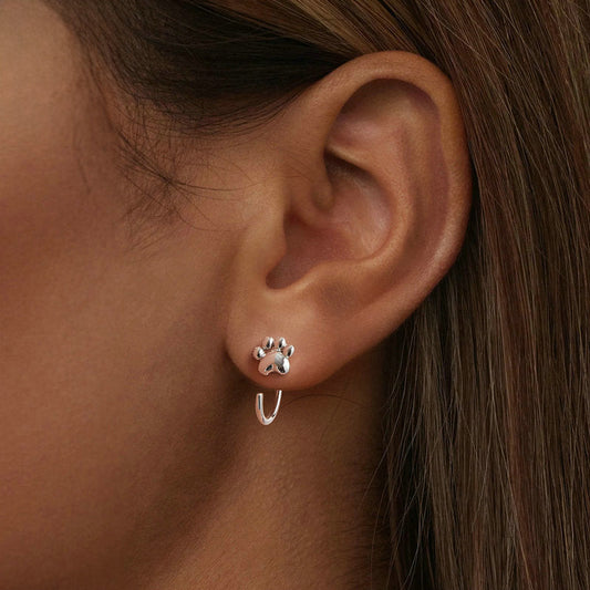 Silver Cat Paw Earrings
