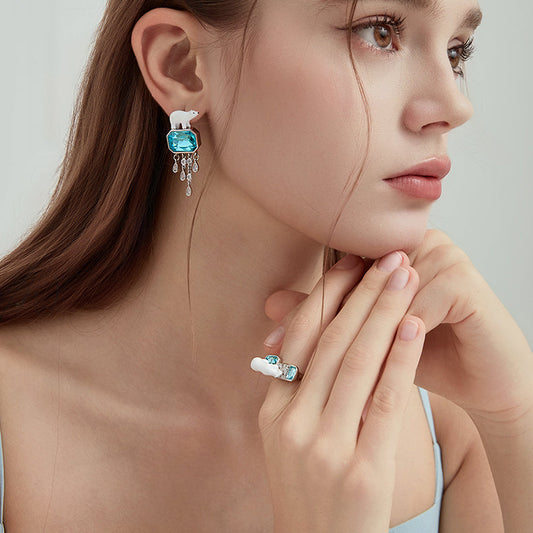 Polar Bear Tassel Earrings