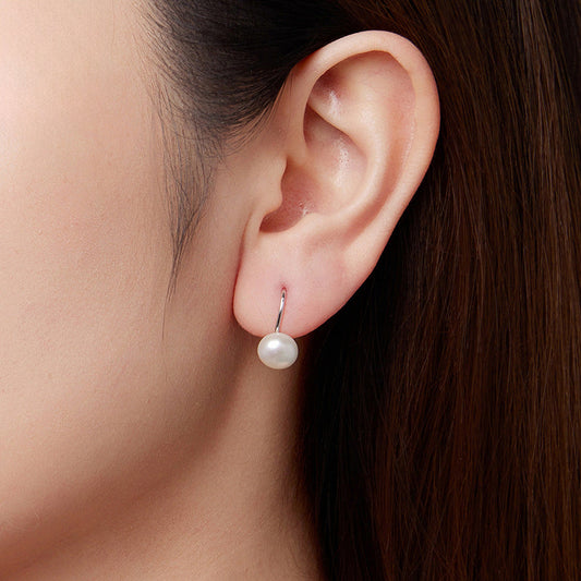 Silver Pearl Hoop Earrings