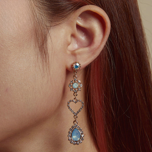 Heart and Moon Teardrop Earrings