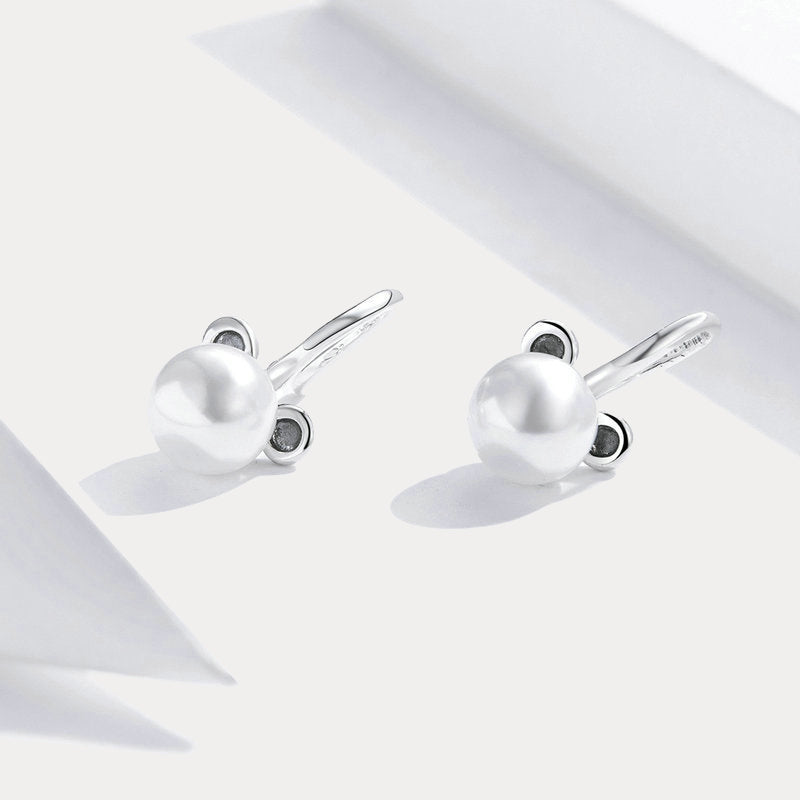 Silver Bear Hook Earrings