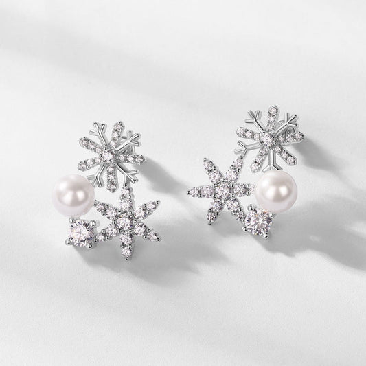 Snowflake Pearl Earrings