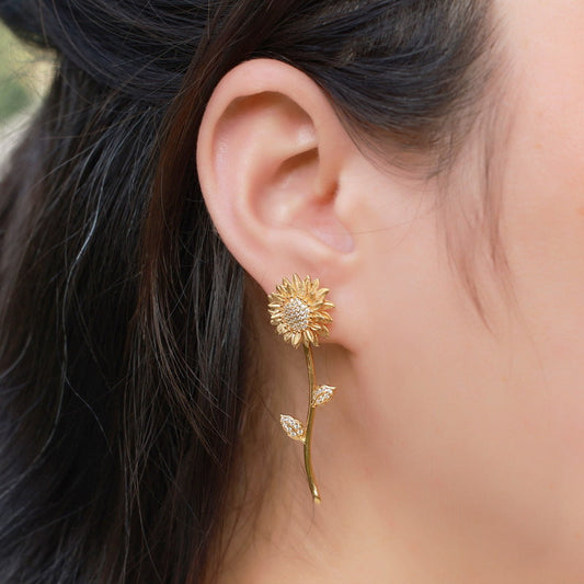 Gold Sunflower Earrings