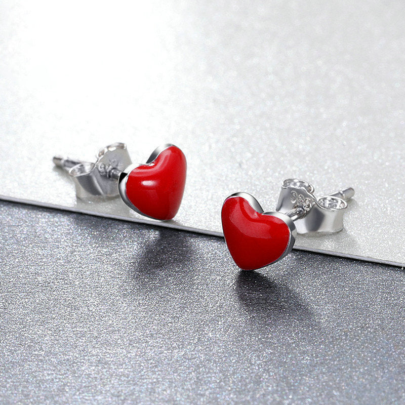 Red Heart Stud Earrings