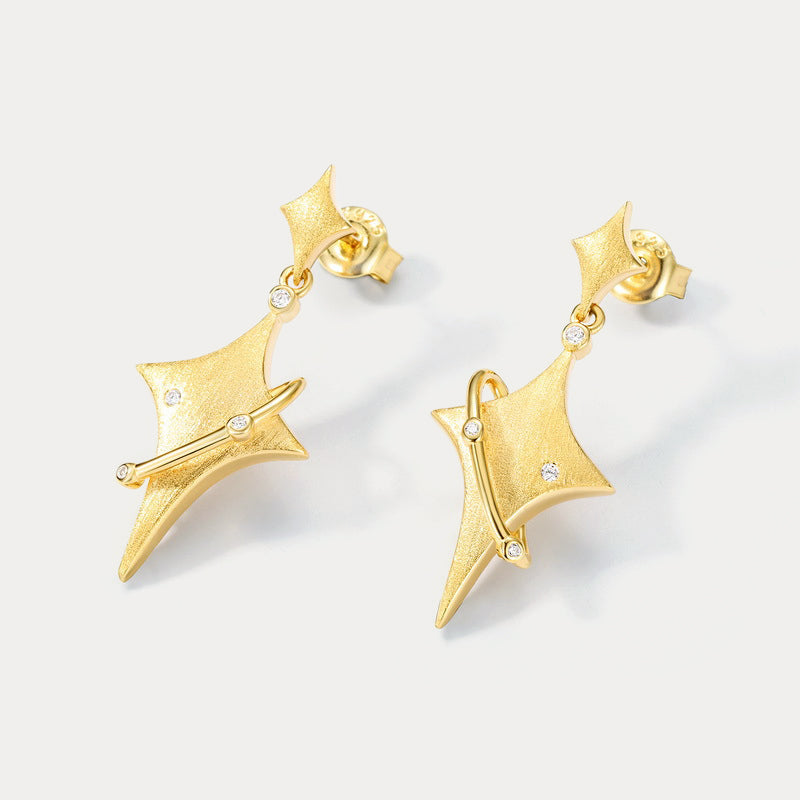 Silver Four-Point Star Earrings