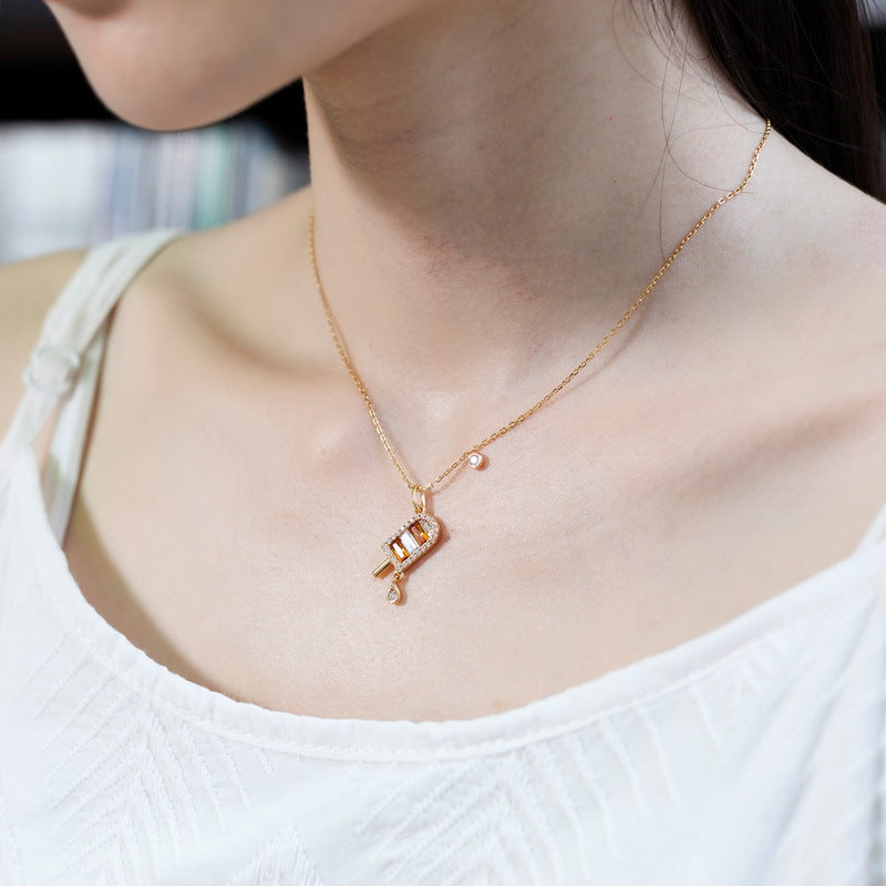 Gold Diamond Popsicle Necklace