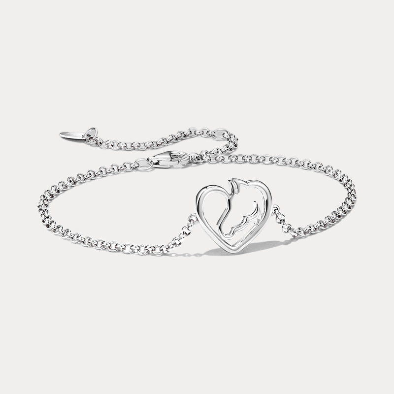 Silver Horse Heart Bracelet