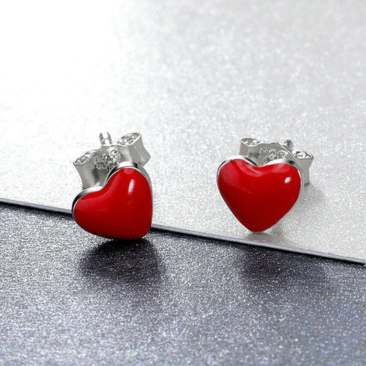 Red Heart Stud Earrings