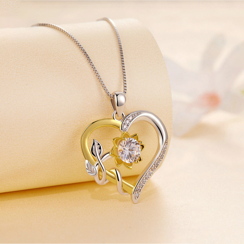 Moissanite Sunflower Heart Necklace