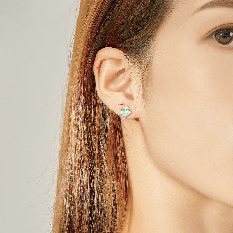 Rainbow Fish Stud Earrings