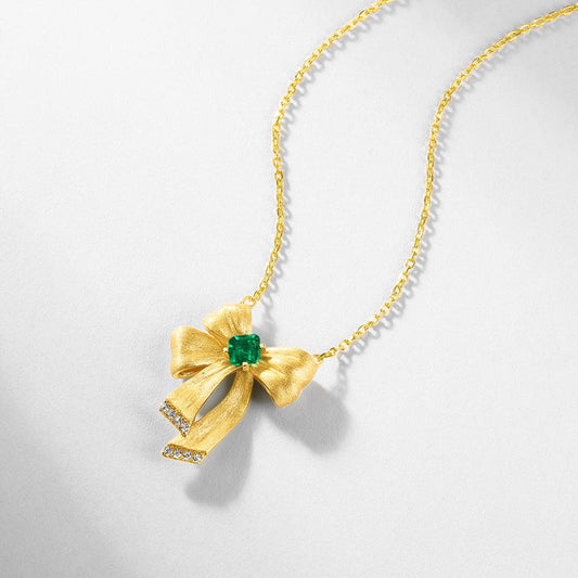 Emerald Bow Necklace