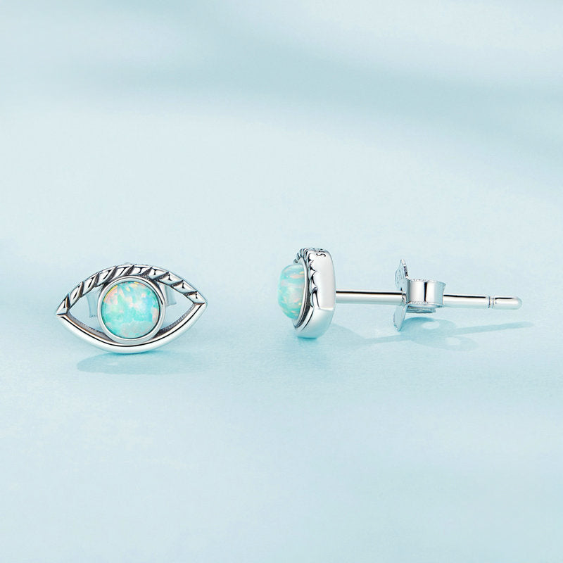 Evil Eye Opal Stud Earrings
