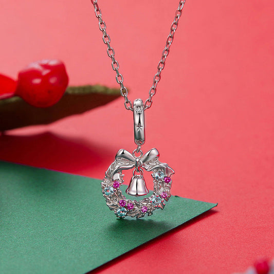 Christmas Bell Wreath Necklace