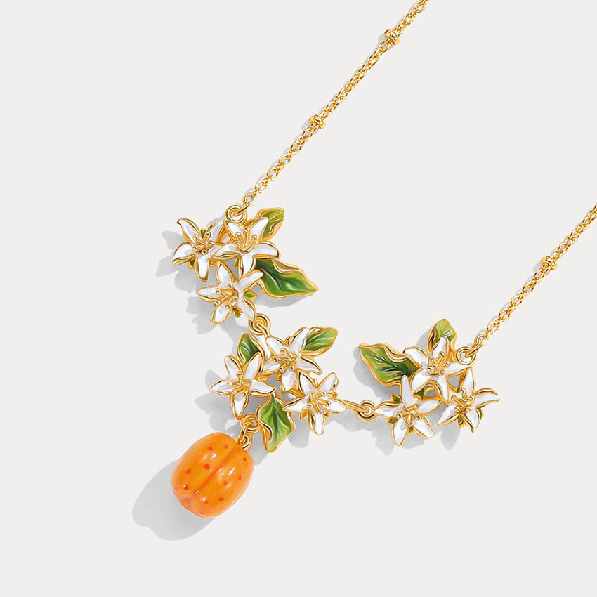 Golden Plum Blossom Pendant Necklace