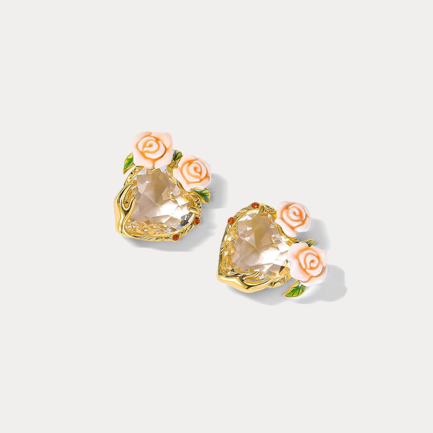Champagne Rose Heart Earrings