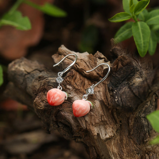 Silver Peach Earrings