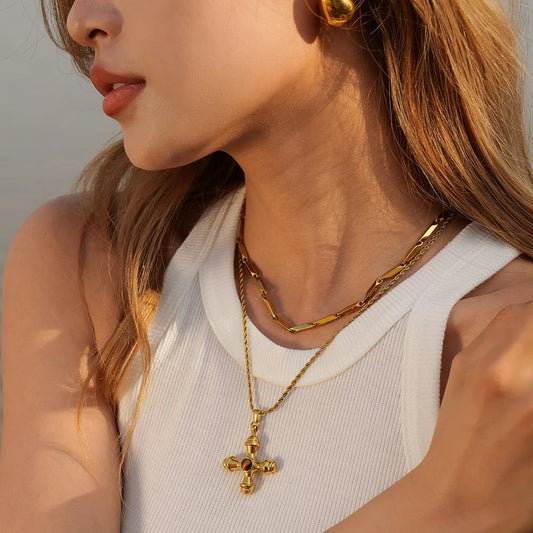 Awaken Motivation - Tiger Eye Cross Necklace