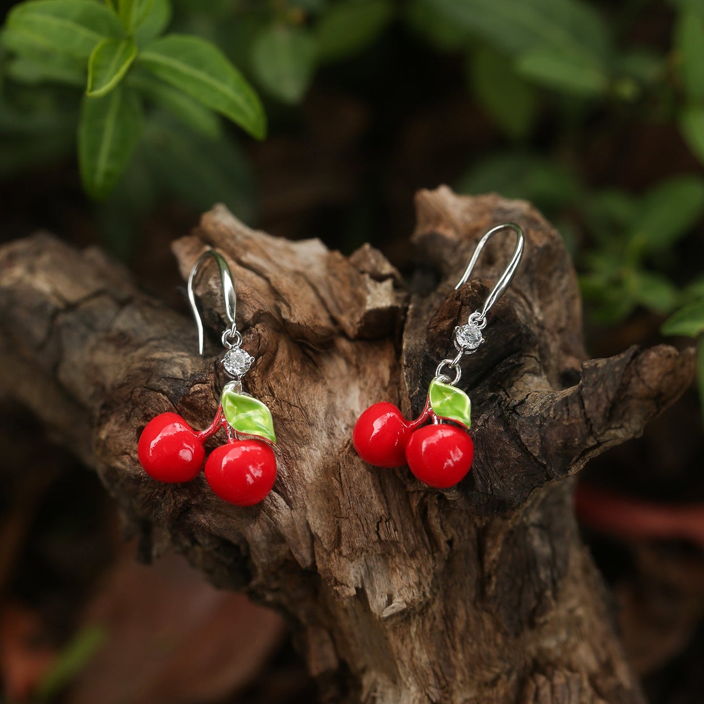 Silver Cherry Earrings