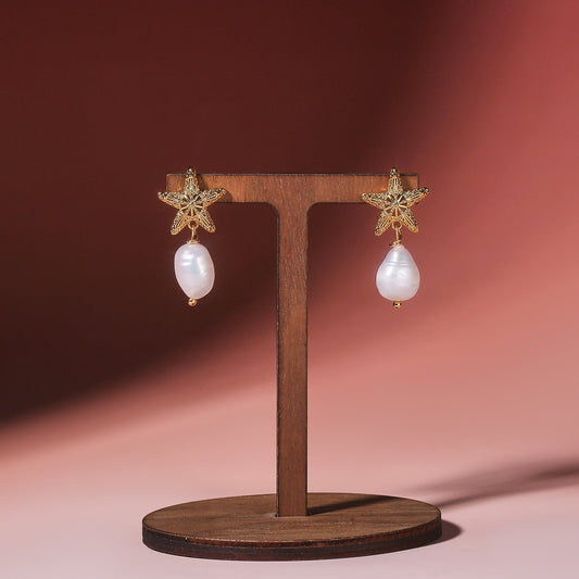 Starfish Pearl Earrings