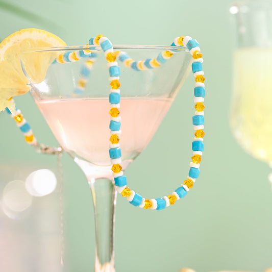 Dainty Citrine Turquoise Bead Necklace