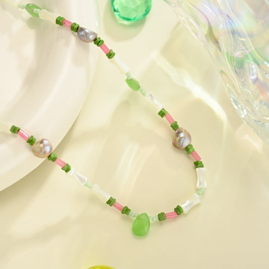 Matcha Dainty Bead Necklace