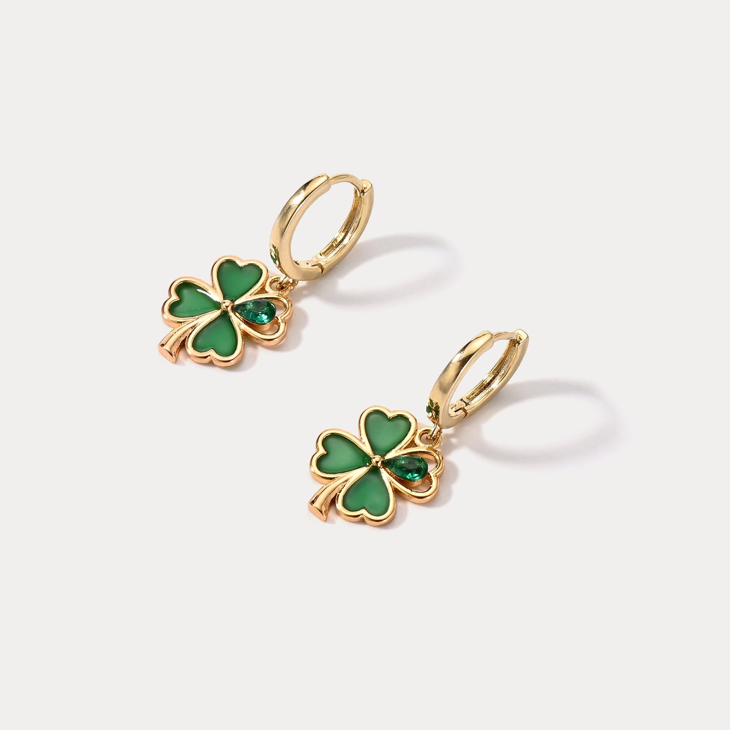 Four Leaf Clover Hoop Earrings