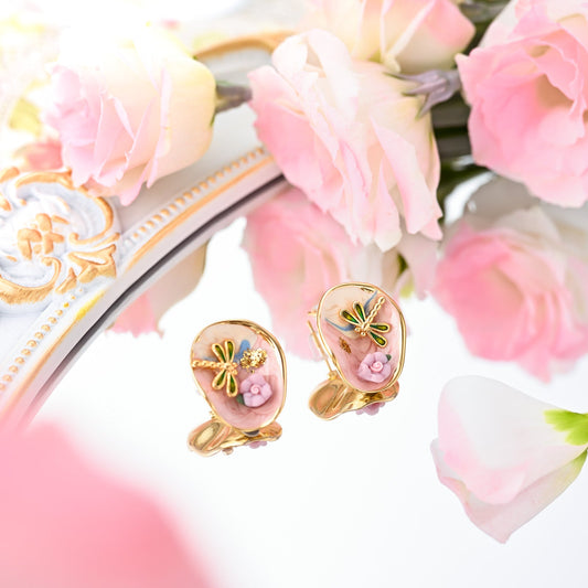 Flower Dragonfly Earrings