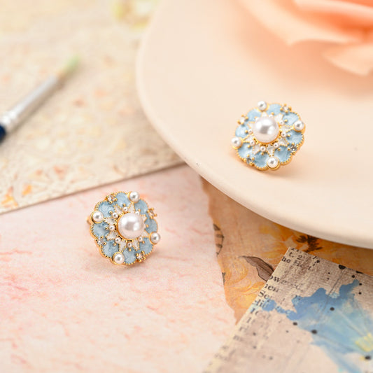 Oil Painting Pearl Earrings