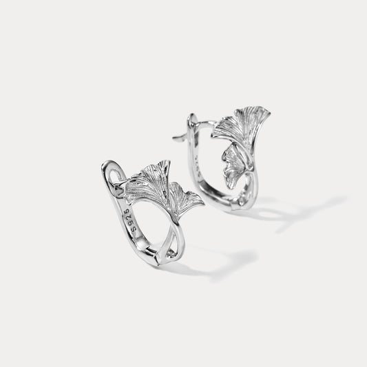 Silver Ginkgo Leaf Earrings