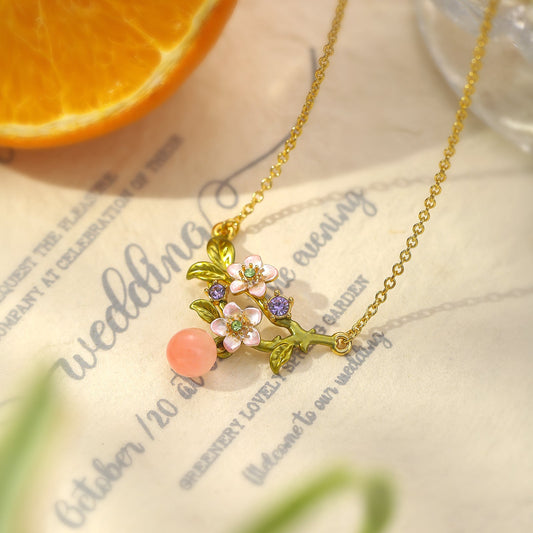 Peach Flower Necklace