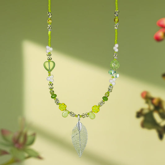 Green Leaf Bead Necklace