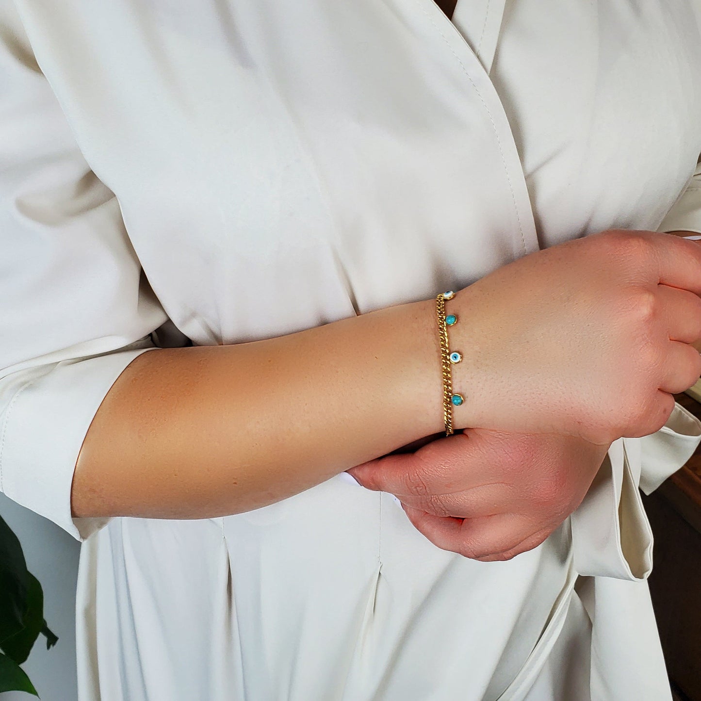 Focus and Strength - 18k Evil Eye Bracelet with Turquoise