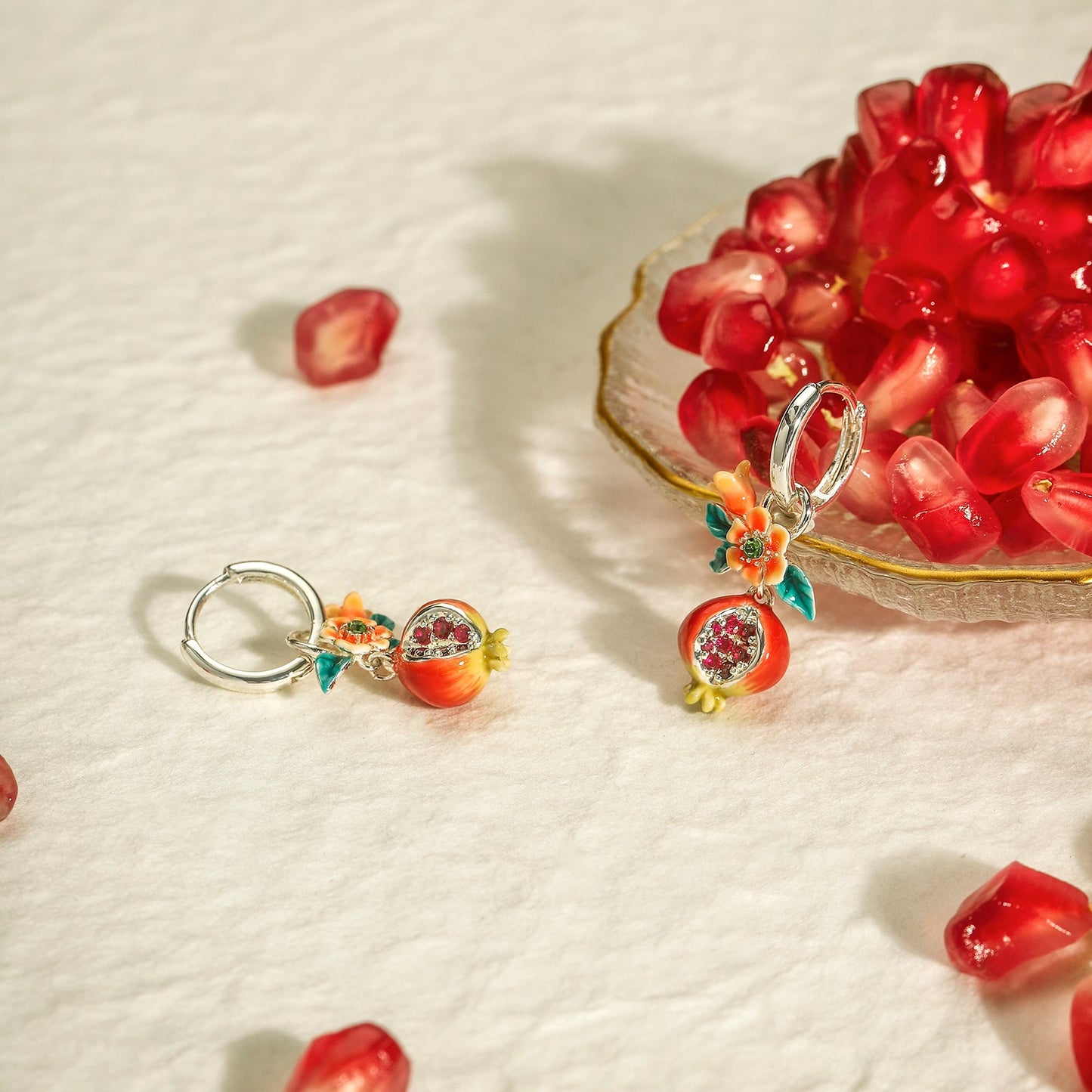 Sliver Pomegranate Flower Earrings