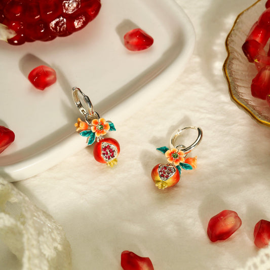 Sliver Pomegranate Flower Earrings