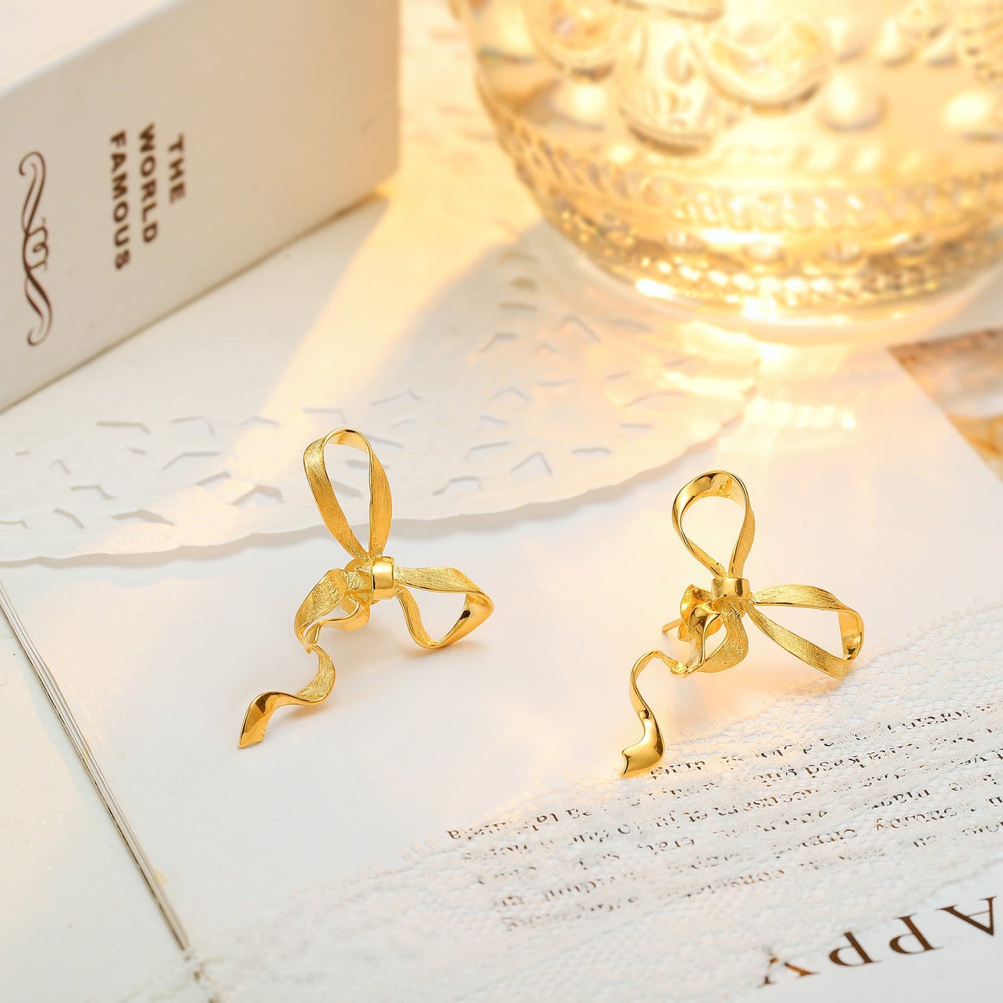Gold Bow Earrings