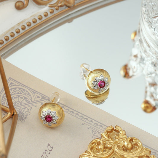 Ruby Flower Earrings