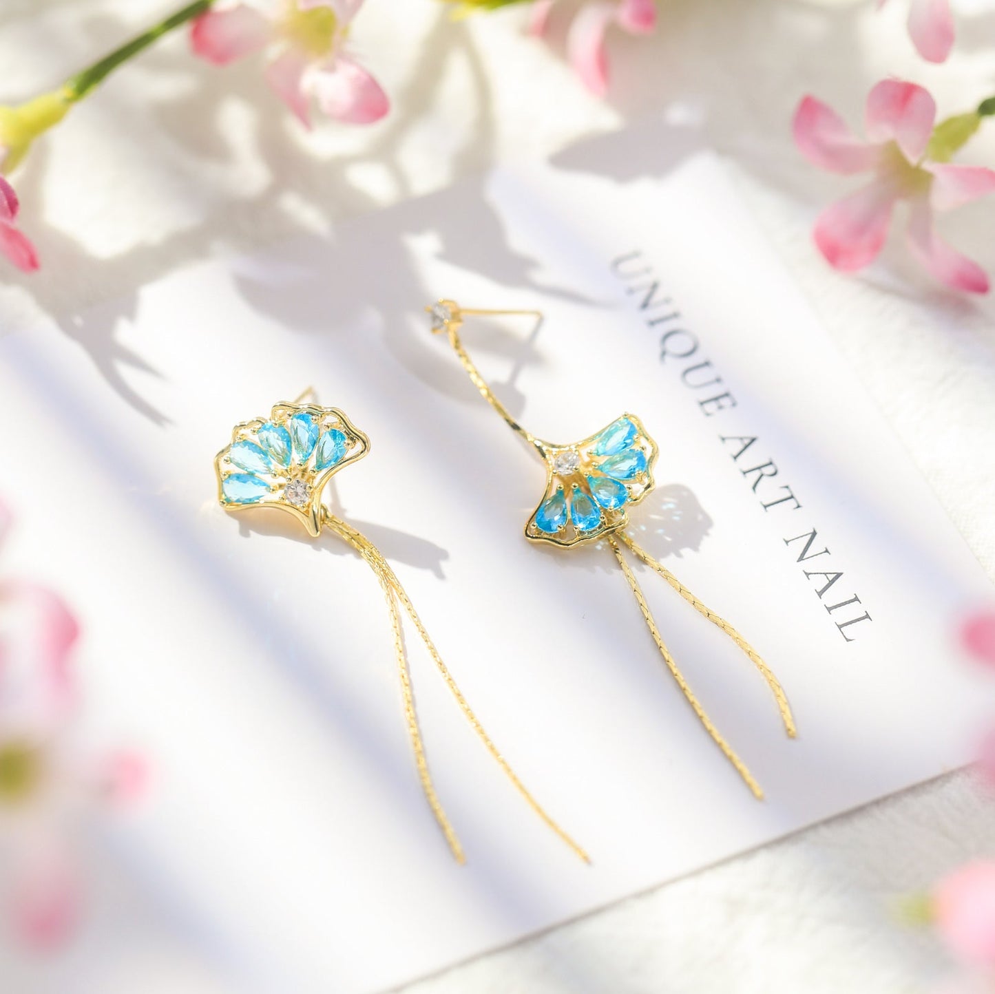 Ginkgo Leaf Tassel Earrings