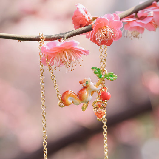 Squirrel Diamond Acorn Necklace