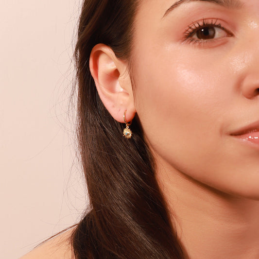 Blue Eyes Sun-Shape Drop Hoops Earrings