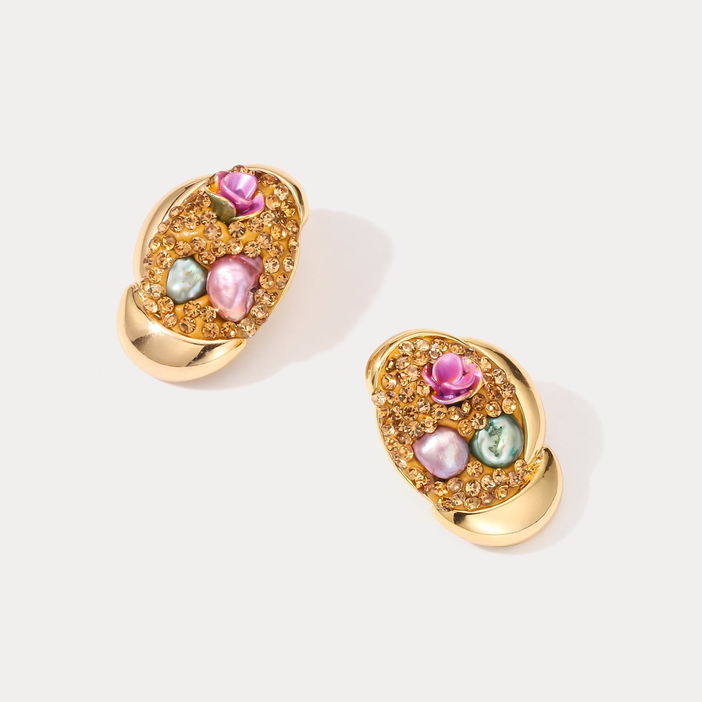 Gemstone Oil Painting Earrings