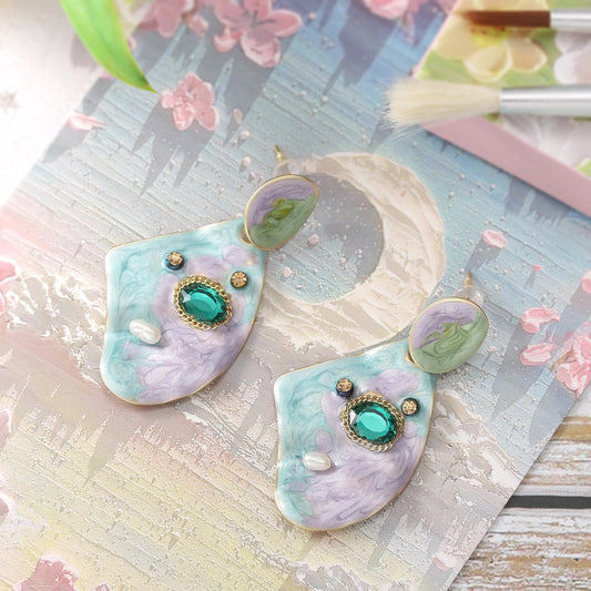 Violet Haze Oil Painting Earrings