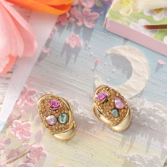 Gemstone Oil Painting Earrings