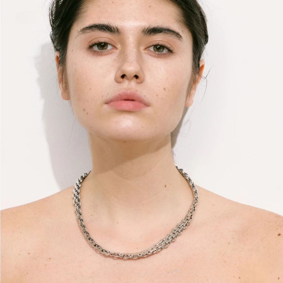 Luminous Link -18k / Silver Chain Statement Necklace