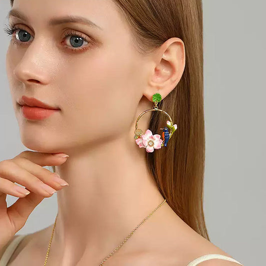 Lotus Kingfisher Earrings