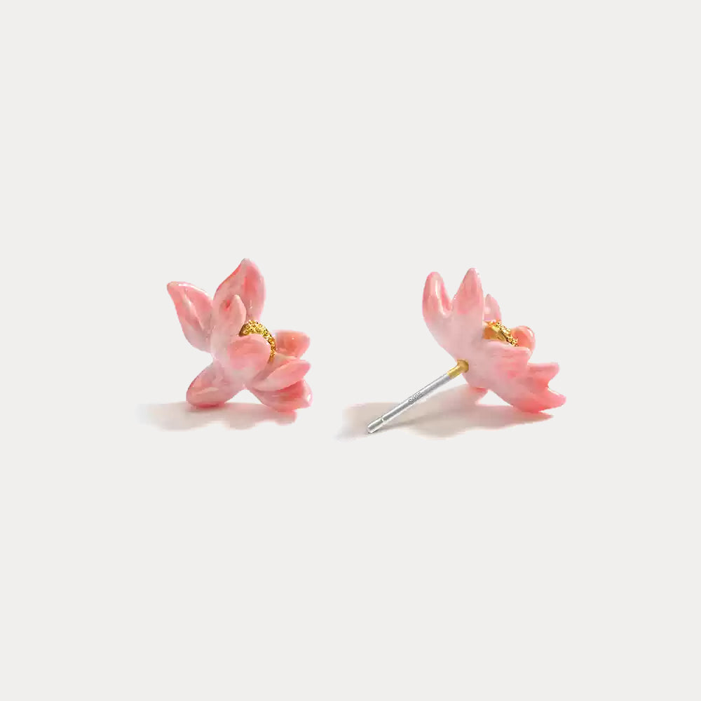 Lotus Enamel Earrings