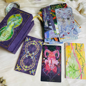 The Whisper of Stars and Garden Tarot cards, guidebook and purple collector box