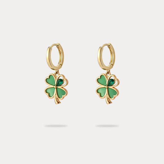 Four Leaf Clover Hoop Earrings