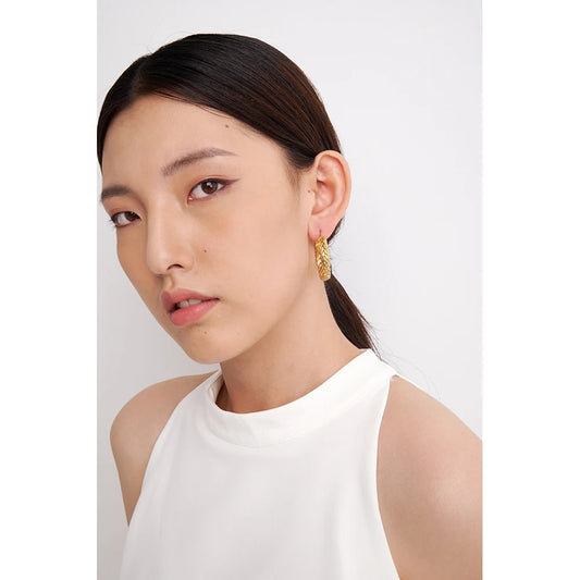 Golden Braided Elegance - Gold Hoop Earrings