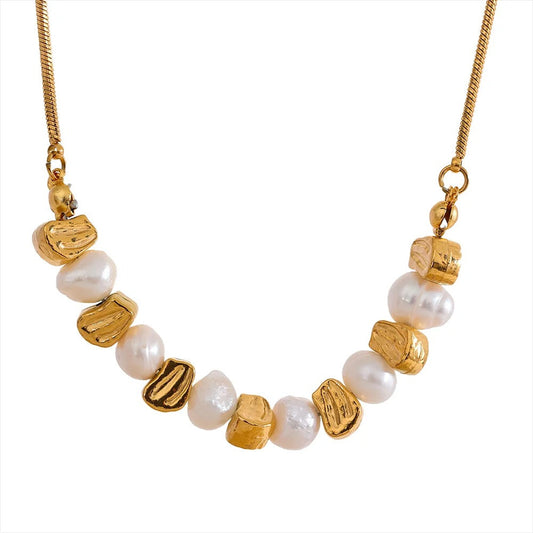 Oceanic Essence - 18k Gold Necklace with Pearls