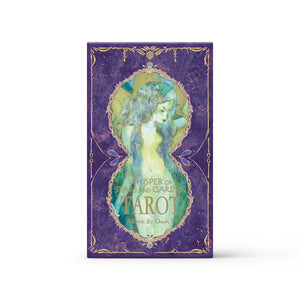 The Whisper of Stars and Garden Tarot Self Edition purple deck box with ethereal woman and botanical artwork